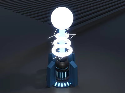 Futuristic Tower With Blue Base Spiral Structure And Glowing Top Sphere 3d model