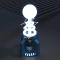 Futuristic Tower With Blue Base Spiral Structure And Glowing Top Sphere
