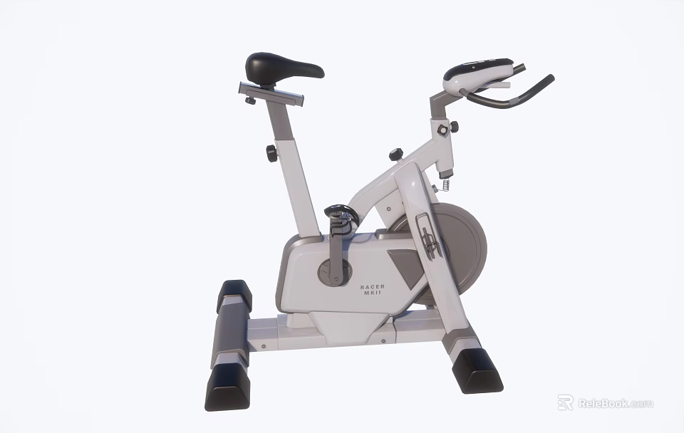 White And Gray Stationary Bike Fitness Equipment For Home Workout With Black Seat Design 3d model 