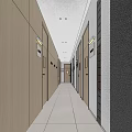 Tranquil SPA Sauna Corridor with Wooden Doors Wall Lamps and Soft Lighting