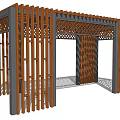 Modern Outdoor Garden Pergola With Wooden Lattice Roof And Vertical Slat Panels