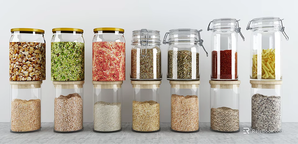 Ceramic Storage Jars With Airtight Lids For Kitchen Grains Seeds And Countertop Organization 3d model 