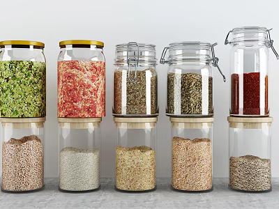 Ceramic Storage Jars With Airtight Lids For Kitchen Grains Seeds And Countertop Organization 3d model