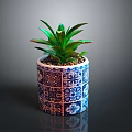 Blue And White Patterned Ceramic Succulent Plant Pot For Home Decor