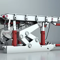 Industrial Equipment Featuring Metal Frame And Red Hydraulic Struts Mechanical Structure