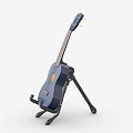 Art Supplies And Musical Instrument Blue Ukulele On Black Display Stand