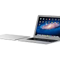 Silver Open Laptop with Screen Displaying App Icons and Starry Background 3d model