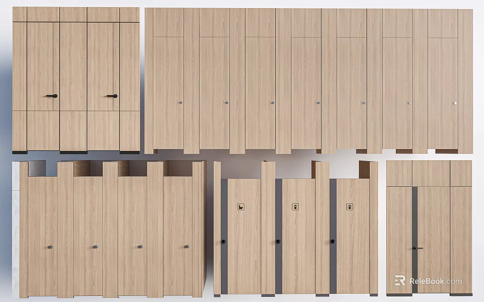 Modern Wooden Partition Panel Designs With Sliding Doors For Interior Spaces 3d model