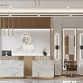 Modern Beauty Hair Salon Interior With Sofa Marble Floor Plants And Reception Desk