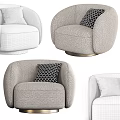 Light Gray Herringbone Accent Chair With Black Geometric Pillow And Gold Round Base