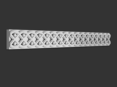 White Architectural Component With Intricate Interlaced Geometric Patterns On Long Strip 3d model