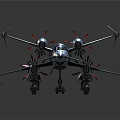 Detailed Blue Fighter Jet Model Featuring Multi Propellers Red Wing Markings and Extended Landing Gear