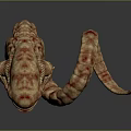 Terrifying Creature With Striped Red Yellow Body Sharp Teeth Worm Like Snake Form And Arms