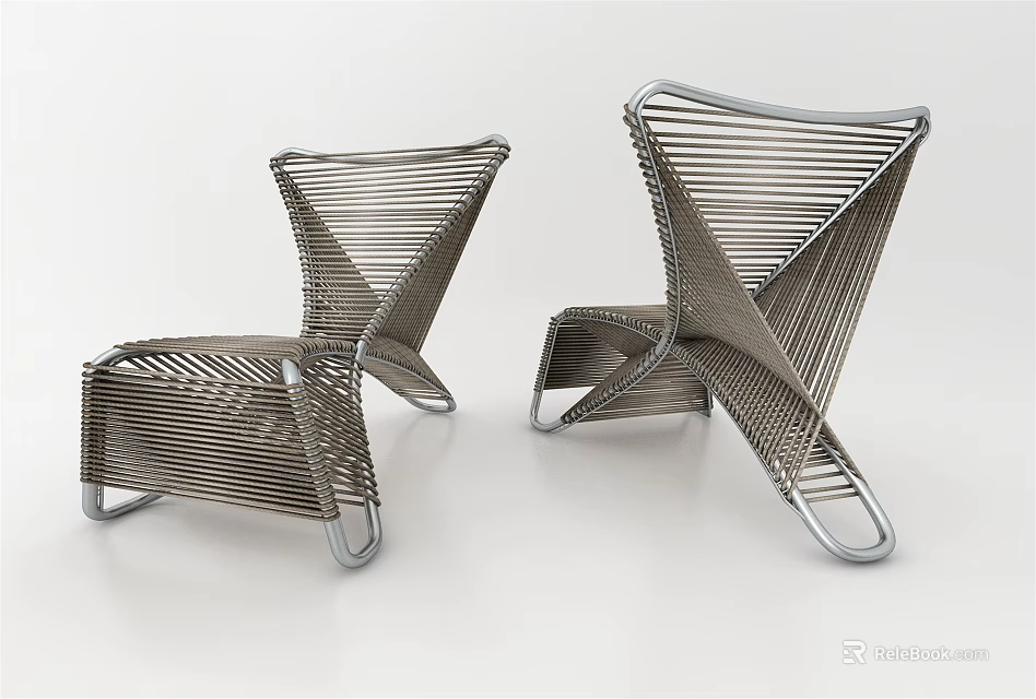 Modern Metal Woven Single Sofa Featuring Unique Cross Structure And Sleek Design 3d model 