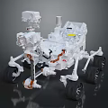 Planetary Exploration Rover Equipped With Mechanical Arm Imaging Cameras And Scientific Instruments