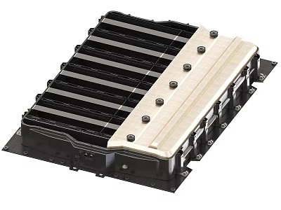 Industrial Equipment Heat Sink Module With Black Striped Structure And Light Panel 3d model