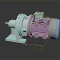 Industrial Metal Mechanical Component with Electric Motor Reducer Housing Mounting Base and Connected Wiring