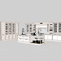 Modern Kitchen Interior With Wall And Base Cabinets And Island Countertop