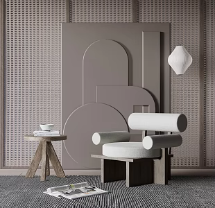 Quiet Sofa Chair Single Sofa Chair Corner Decorative Painting Combination 3d model