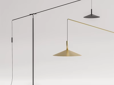 Modern Contemporary Floor Lamp With Black Gold Metal Adjustable Arm Sleek Design 3d model