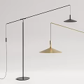 Modern Contemporary Floor Lamp With Black Gold Metal Adjustable Arm Sleek Design