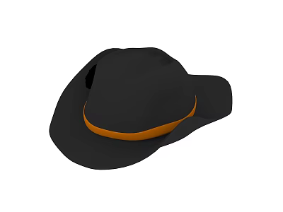 Stylish Black Hat With Orange Band Classic Design Fashion Accessory For Daily Wear 3d model