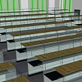 School Lecture Hall With Architectural Design Course Projection Screen And Rows Of Desks