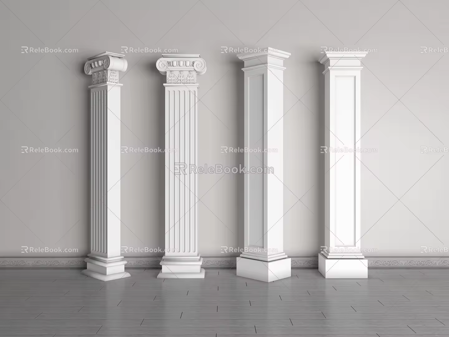 European Roman Column Gypsum Engraved Column Gypsum Component Building Component Stigma Head Engraved Column 3d model