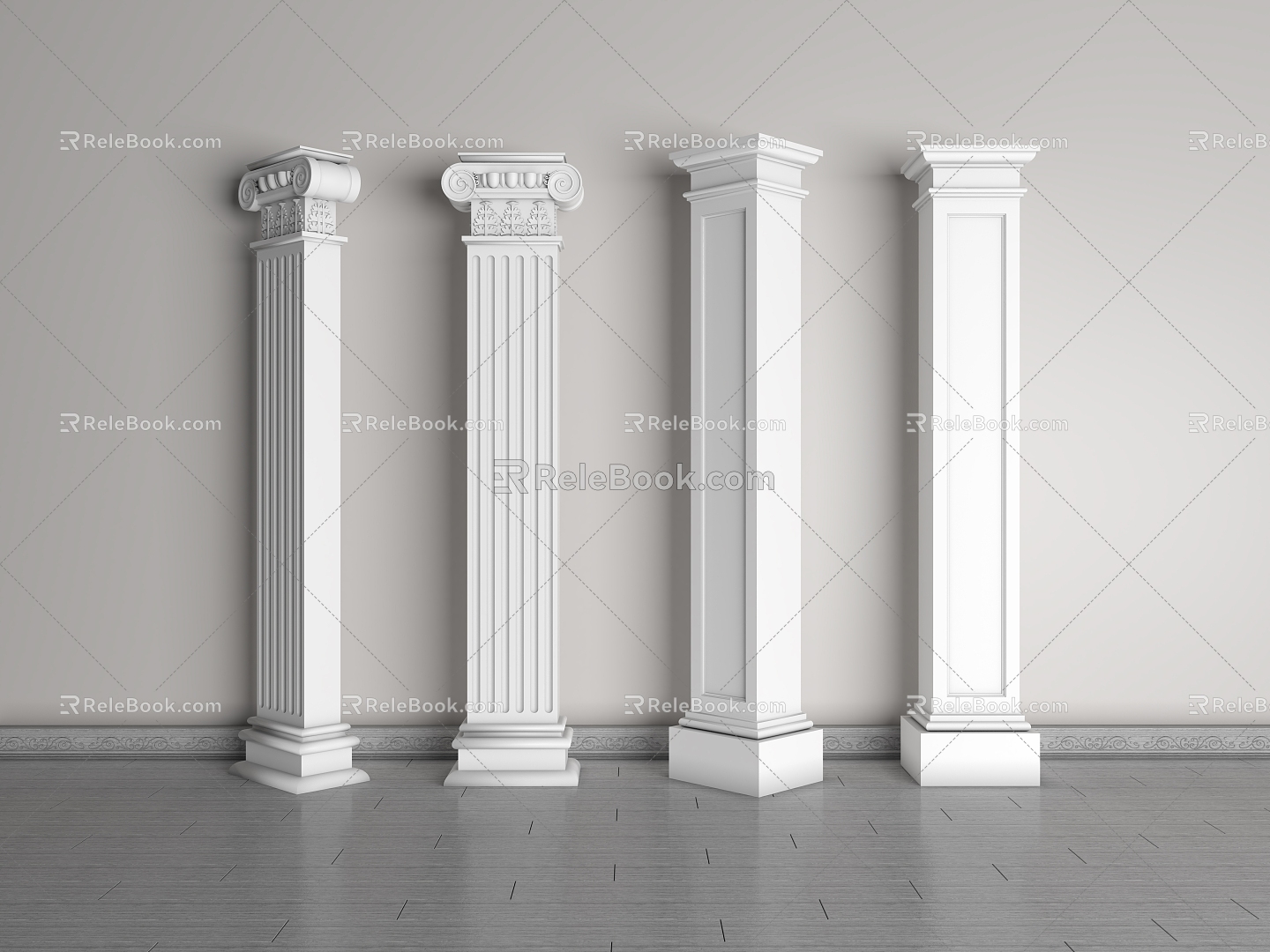 European Roman Column Gypsum Engraved Column Gypsum Component Building Component Stigma Head Engraved Column 3d model