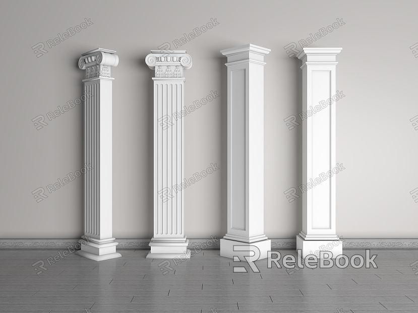 European Roman Column Gypsum Engraved Column Gypsum Component Building Component Stigma Head Engraved Column model