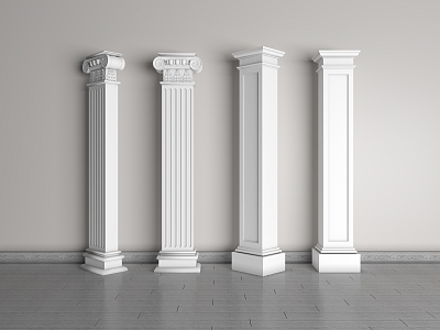 European Roman Column Gypsum Engraved Column Gypsum Component Building Component Stigma Head Engraved Column model