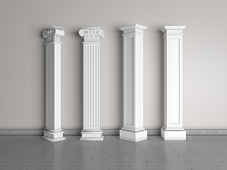 European Roman Column Gypsum Engraved Column Gypsum Component Building Component Stigma Head Engraved Column 3d model