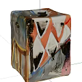 Artistic Colorful Geometric Pattern Side Table with Unique Abstract Design and Vibrant Hues