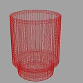 Clear Glass Cup With Vertical Stripes And Decorative Base On Simple Gray Background
