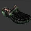 Black Slip On Clogs With Wooden Sole And Yellow Stitching Detail For Casual Wear