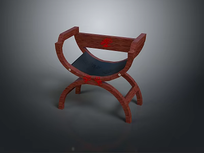 Classic Wooden Armchair Featuring Curved Armrests Black Cushion And Four Legged Design 3d model