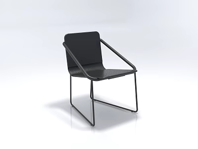 Modern Black Dining Chair With Metal Frame And Minimalist Design For Home Kitchen 3d model