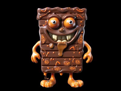 Cute Cartoon Chocolate Bar Decorative Ornament Set With Smiling Face Arms And Legs 3d model