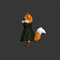 Cute Orange Fox Game Movie Character With Big Ears Green Cloak And Smiling Expression