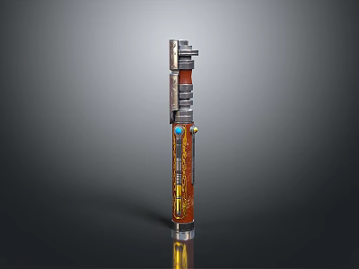 Futuristic Metallic Weapon With Sleek Design Silver Brown And Blue Accents 3d model