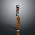 Futuristic Metallic Weapon With Sleek Design Silver Brown And Blue Accents