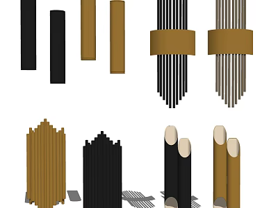 Modern Style Wall Lamps With Black Brown Striped Design And Arched Top Features 3d model
