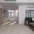 Modern Office Interior With Wooden Bookshelves Leather Sofa Coffee Table And Natural Light