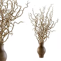 Two Stylish Brown Vases With Twisted Flower Branches For Home Decor