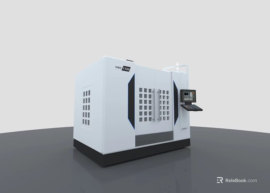 Modern White Industrial Equipment With Control Panel And Digital Monitor 3d model 