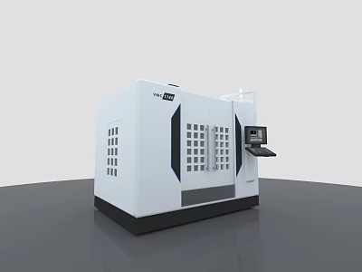 Modern White Industrial Equipment With Control Panel And Digital Monitor 3d model
