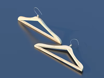 Wooden Clothing Hangers With Simple Design Two Pieces And Hooks For Daily Use 3d model