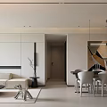 Modern Living Room Interior With Large TV Fireplace Beige Sofa And Mountain View