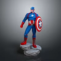 Captain America Statue In Blue Uniform With Star Shield Red Gloves On Stone Base