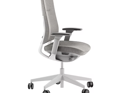 Gray Mesh Office Chair With Adjustable Armrests And Five Star Wheel Base For Ergonomic Support 3d model